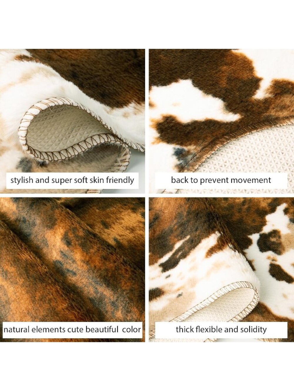 New Faux Cowhide Rug Cute Cow Print Rugs Animal Area Carpet Western Decor - Picture 5 of 6